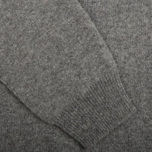 Alan Paine Sweaters | Grey Melange Lambswool V-Neck