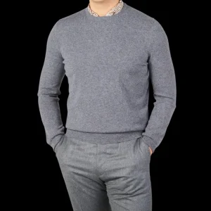 Gran Sasso Knitwear | Grey Melange Pure Cashmere Crewneck