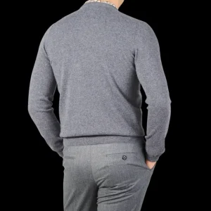 Gran Sasso Sweaters | Grey Melange Pure Cashmere Crewneck