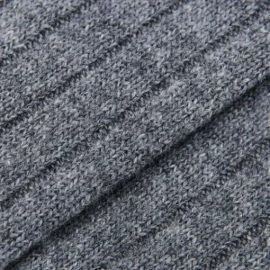 Bresciani Socks | Grey Melange Ribbed Wool Cashmere Socks