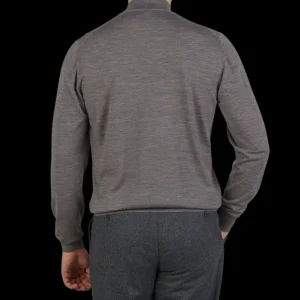 Fedeli Knitwear | Grey Melange 140S Wool Mockneck Sweater