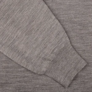 Fedeli Knitwear | Grey Melange 140S Wool Mockneck Sweater