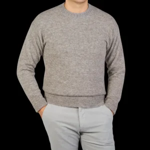 Altea Knitwear | Grey Melange Wool Alpaca Crewneck Sweater