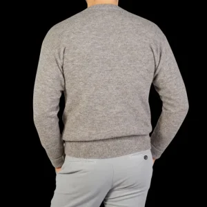 Altea Sweaters | Grey Melange Wool Alpaca Crewneck Sweater