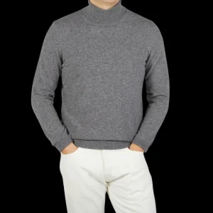 Zanone Knitwear | Grey Melange Wool Cashmere Rollneck