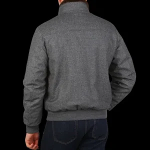 Canali Outerwear | Grey Melange Wool Fur Collar Blouson