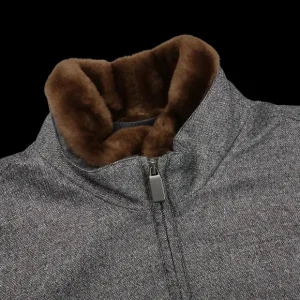 Canali Outerwear | Grey Melange Wool Fur Collar Blouson