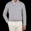 Gran Sasso Sweaters | Grey Melange Wool Quarter Button Sweater