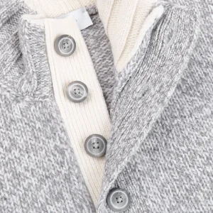 Gran Sasso Sweaters | Grey Melange Wool Quarter Button Sweater