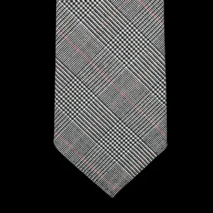 Dreaming Of Monday Ties | Grey Pink Checked 7-Fold Vintage Wool Tie