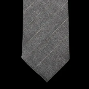 Dreaming Of Monday Ties | Grey Pinstripe 7-Fold Super 110S Wool Tie