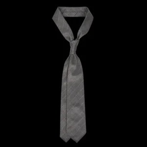 Dreaming Of Monday Ties | Grey Pinstripe 7-Fold Super 110S Wool Tie