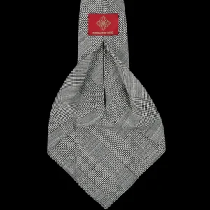 Dreaming Of Monday Ties | Grey Prince Of Wales 7-Fold High Twist Wool Tie