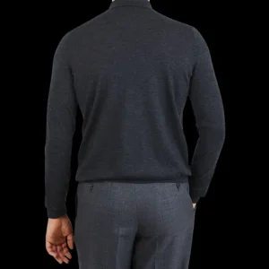 Gran Sasso Sweaters | Grey Pure Cashmere Polo Shirt