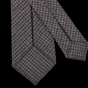 Dreaming Of Monday Ties | Grey Purple Houndstooth 7-Fold Cashmere Tie