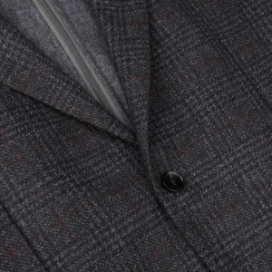 Luigi Bianchi Blazers | Grey Red Checked Wool Cashmere Hybrid Blazer