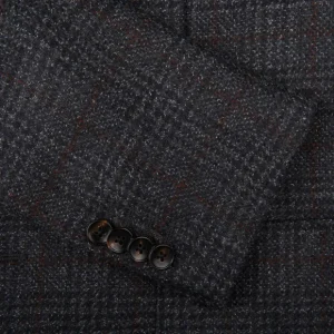 Luigi Bianchi Blazers | Grey Red Checked Wool Cashmere Hybrid Blazer