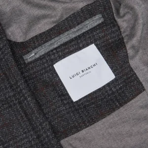 Luigi Bianchi Blazers | Grey Red Checked Wool Cashmere Hybrid Blazer