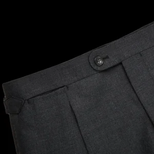 Baltzar Sartorial Trousers | Grey Super 100'S Wool Pleated Suit Trousers