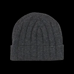 Amanda Christensen Beanies | Grey Wide Ribbed Cashmere Beanie