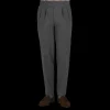 Luigi Bianchi Trousers | Grey Wool Flannel Pleated Trousers