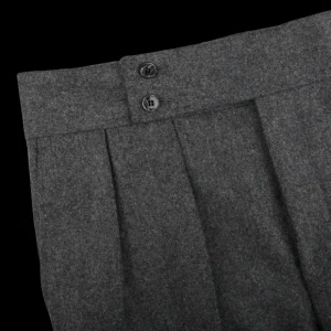 Luigi Bianchi Trousers | Grey Wool Flannel Pleated Trousers