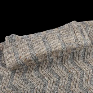 Inis Meain Knitwear | Grey-Beige Wool Cashmere Chunky Rollneck