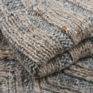 Inis Meain Knitwear | Grey-Beige Wool Cashmere Chunky Rollneck