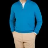 Gran Sasso Sweaters | Hot Blue Cashmere 1/4 Zip Sweater