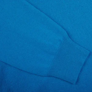 Gran Sasso Sweaters | Hot Blue Cashmere 1/4 Zip Sweater