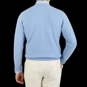 William Lockie Sweaters | Hyacinth Blue V-Neck Cashmere Sweater