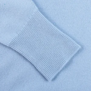William Lockie Sweaters | Hyacinth Blue V-Neck Cashmere Sweater