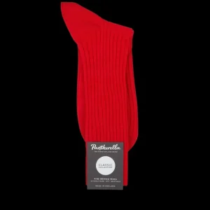 Pantherella Socks | Indies Red Merino Wool Ribbed Ankle Socks