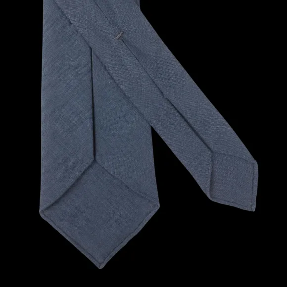 Dreaming Of Monday Ties | Indigo Blue 7-Fold Vintage Linen Tie