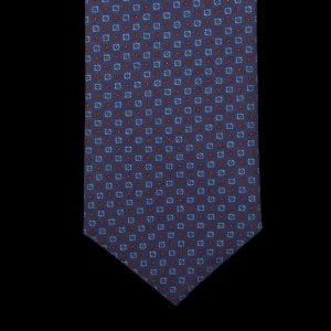 Gierre Milano Ties | Indigo Blue Geometrical Printed Silk Tie