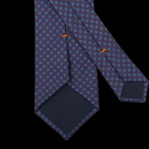 Gierre Milano Ties | Indigo Blue Geometrical Printed Silk Tie