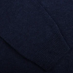 Alan Paine Knitwear | Indigo Blue Lambswool V-Neck