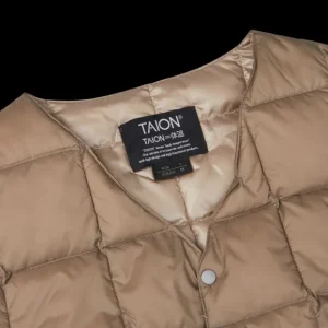 Taion Outerwear | Khaki Beige Nylon Down Padded Vest