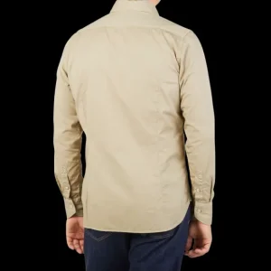 Tintoria Mattei Shirts | Khaki Beige Overdyed Cotton Poplin Shirt