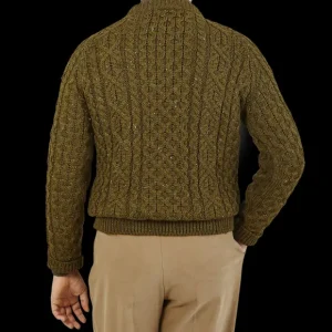 Peregrine Knitwear | Khaki Green Merino Wool Hudson Jumper