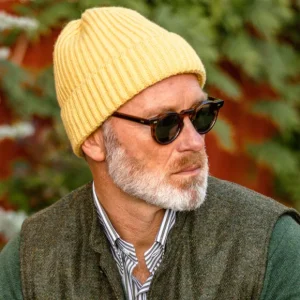 William Lockie Beanies | Laguna Yellow Geelong Lambswool Ribbed Beanie