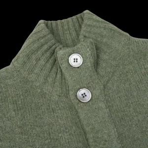 Alan Paine Knitwear | Landscape Green Lambswool Landford Cardigan