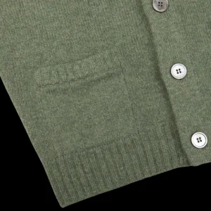 Alan Paine Knitwear | Landscape Green Lambswool Landford Cardigan