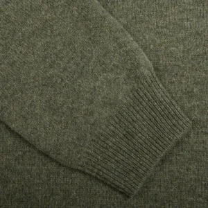 Alan Paine Knitwear | Landscape Green Lambswool V-Neck