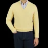 William Lockie Sweaters | Lemon Frost V-Neck Cashmere Sweater