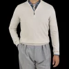 Gran Sasso Sweaters | Light Beige Cashmere 1/4 Zip Sweater