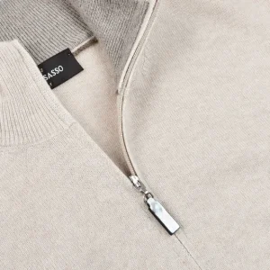 Gran Sasso Sweaters | Light Beige Cashmere 1/4 Zip Sweater
