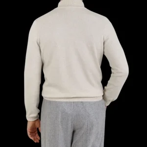 Gran Sasso Knitwear | Light Beige Cashmere 1/4 Zip Sweater