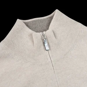 Gran Sasso Knitwear | Light Beige Cashmere 1/4 Zip Sweater