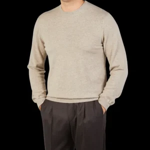 Piacenza Cashmere Knitwear | Light Beige Cashmere Crewneck